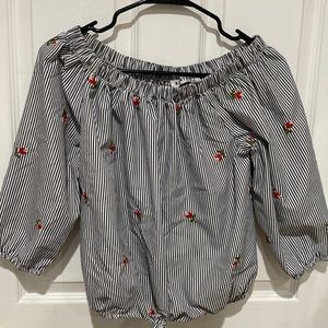 Kontrol contemporary top off the shoulder long sleeve with roses women’s